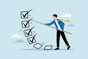 チェックマークを付ける男性のイラスト